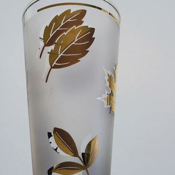 MCM Libbey Golden Foliage Pilsner Beer Glass Set of 2 Gold Leaves Frosted Glass - Picture 6 of 11